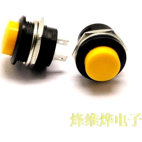 Self- reset button switch button switch R13-507 16MM yellow dot no lock switch ( 10 )