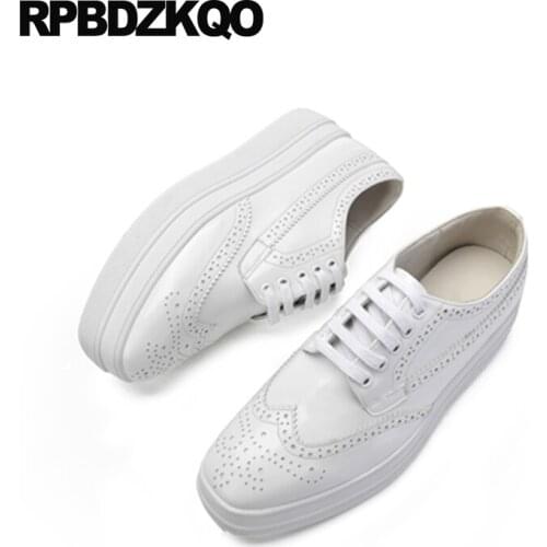 Flats platform british style trainers white muffin women patent leather sneakers creepers metallic wide fit shoes ladies brogue