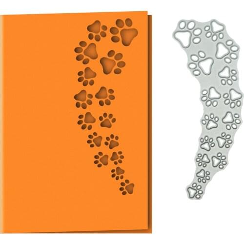 Cute Dog Cat Footprint Pattern Metal Cutting Dies Scrapbooking Card Cover Conner Paper Cutter Punch Stencil