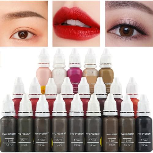 15ml Tattoo Practice Ink Set Permanent Makeup Eyebrow Lips Eye Line Tattoo Color Microblading Pigment for Body Beauty Tattoo Art