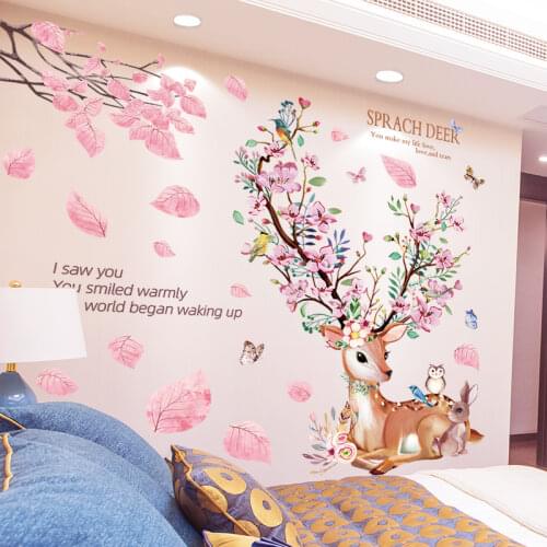 Rabbit Animal Wall Stickers DIY Tree Leaves Wall Decals for Kids Rooms Baby Bedroom Children Nursery Home Decoration Vignette