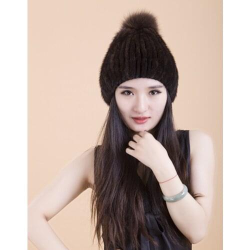 2018 Time-limited Faux Novelty Floral Adult Unisex Beanies Hat Hats Authentic Special Mink Hair Fox Ball Free Shipping