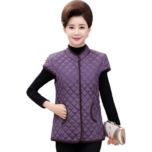 2019 new Plaid Quilted Vests 2019 Fall Winter Women Coat Plus Size Solid Waistcoat Sleeveless Cotton-Padded Mother Warm Outwear