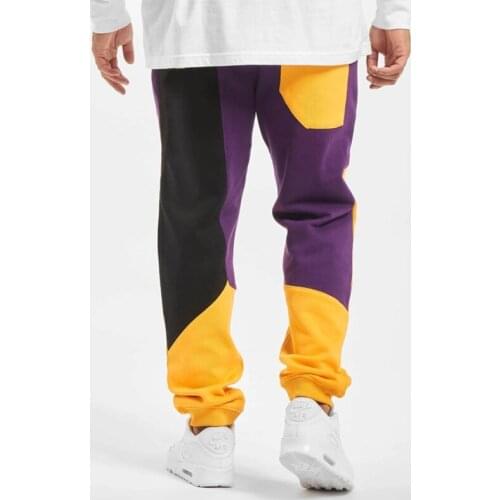 Autumn and winter new plus velvet mens trousers casual fashion tether elastic loose sweatpants stitching contrast