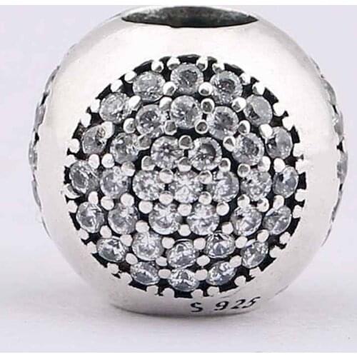 Original Dazzling Droplet With Clear Cubic zirconia Beads Fit 925 Sterling Silver Bead Charm Bracelet Bangle DIY Jewelry