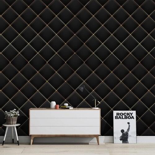 Custom Photo Wall Paper 3D Black Grid Golden Lines Luxury Bedroom Living Room Sofa TV Background Wall Mural Wallpaper Home Decor