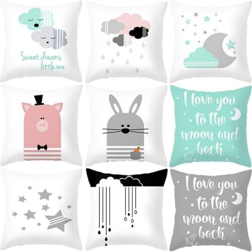 Simple Cartoon Throw Pillow Case Cushion Covers for Home Sofa Chair Decorative Pillowcases