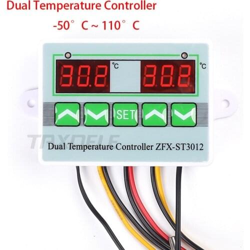Digital Dual Display Temperature Controller Intelligent Thermostat Regulator Temp Incubator controller Switch with Dual Sensor