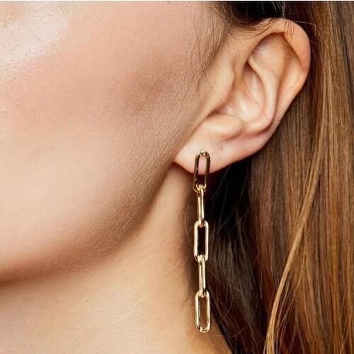 New Simple Style Geometric Drop Earrings for Women Girl Rose Gold Silver Color Metal Earring Brincos Wedding Party Jewelry Gift