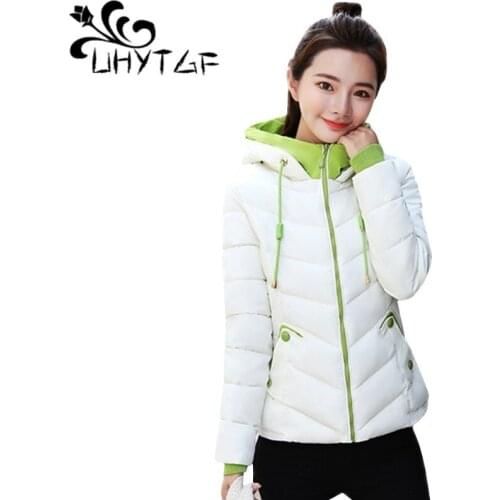 UHYTGF 2018 Women Winter Hoodies Warm Coat Plus size Candy Ccolor Cotton Padded Down Cotton Jacket Female Short Parka Womens Top
