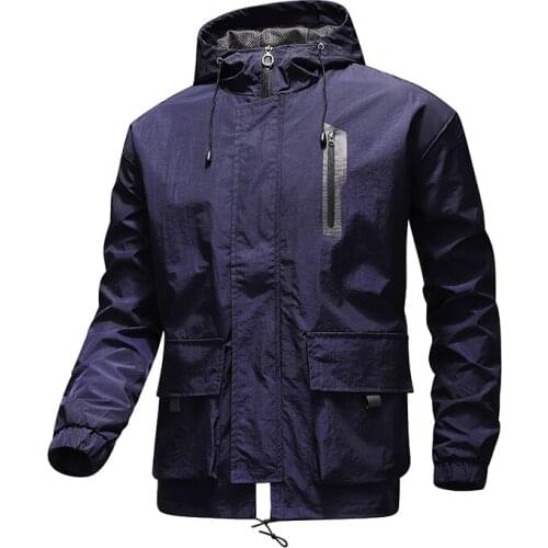 Spring Jackets Men Windbreaker Autumn Loose Casual Hoodies Fashion Long Sleeves Outwear Clothing Sports Windproof Coat Man Jacke