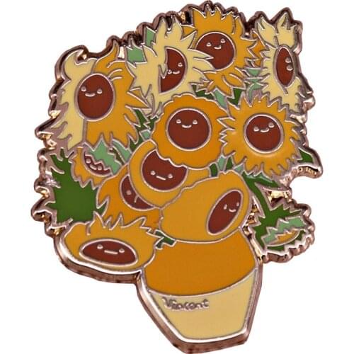 Vincent Van Gogh pin sunflower badge painter art brooch shirts jackets accessory artist gift