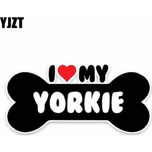 YJZT 15*7.1CM I Heart My Yorkie Dog Bone PVC Car Bumper Car Sticker Decals C1-4162
