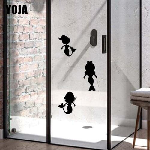 YOJA 19x29.1CM(One group)Funny Mermaid Pattern Wall Sticker Bathroom Accessories G2-0072