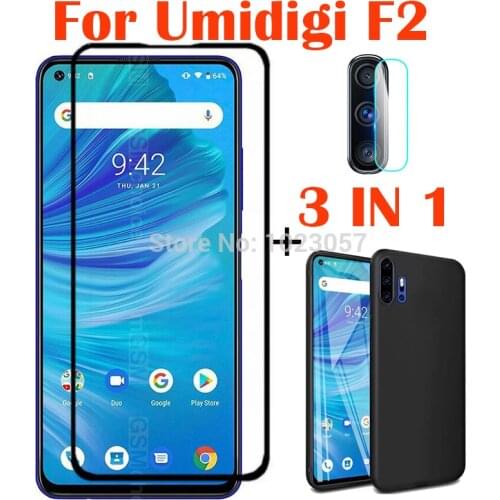 3-in-1 Case + Camera Tempered Glass On For UMIDIGI F2 ScreenProtector Glass For UMIDIGI F2 3D Glass