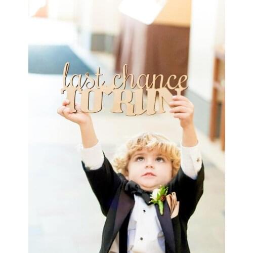 Ring Bearer Sign for Wedding - "Last Chance to Run!" Wooden Sign for Ceremony Decorations, Wooden Rustic Chic