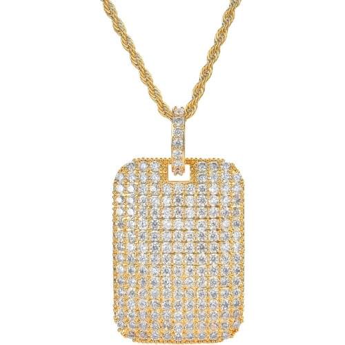 Gold Hip Hop Premium Military Dog Tag Pendants Necklace