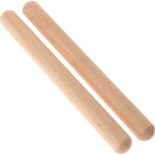 1 Pair Beige Wooden Rhythm Stick Drumsticks Kindergarten Teaching Kids Learning Toys Kids Musical Instrument Fun Toys