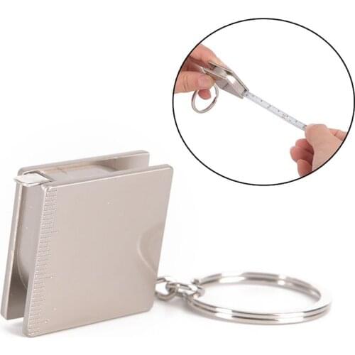 1Pcs 3.3*3.3*1 cm Metal Tape Measure Keychain Portable Keyring Ruler Multifunction Decoration Gift
