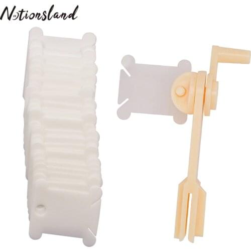 1pc String Winder and 30pcs Plastic Embroidery Floss Bobbins Sewing Thread Board Card Cross Stitch Thread Organizer Sewing Tools