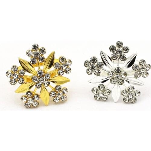 10pcs Hotel tableware diamond flower napkin button napkin ring metal napkin ring cloth ring