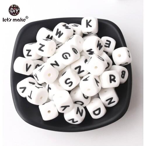 Lets Make 12mm 10pcs Letters Baby Teether Silicone Beads Food Grade Silicone Teething Toys And DIY Crafts Baby Nursing Products