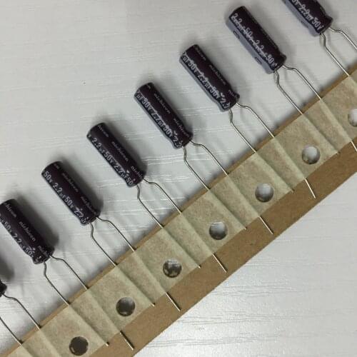 100pcs 2.2uF 50V NICHICON PB Series 5x15mm High Ripple Current High Reliability 50V2.2uF Aluminum Electrolytic Capacitor