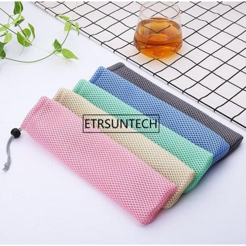 100pcs Travel Tableware Straws Bag Mesh Packing Organizer For Portable Picnic Camping Bag Fork Spoon Drinking Straw Pipe Pouch