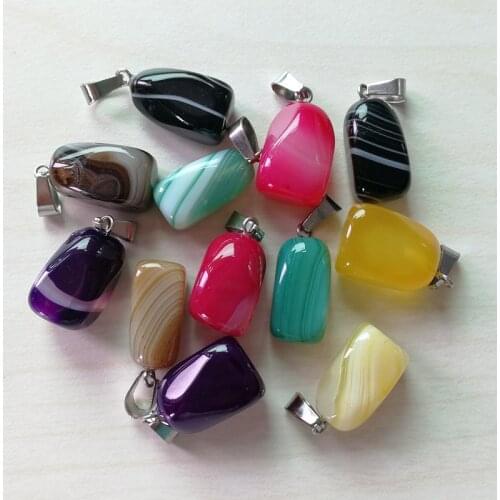 Fashion Natural stone Charm mxied agates Necklace Pendants for Jewelry making Different sizes accessories 12PCS wholesale