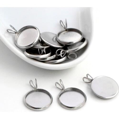 20pcs/Lot 8mm 10mm 12mm Inner Size Stainless Steel Material Simple V Style Cabochon Base Cameo Setting Charms Pendant Tray