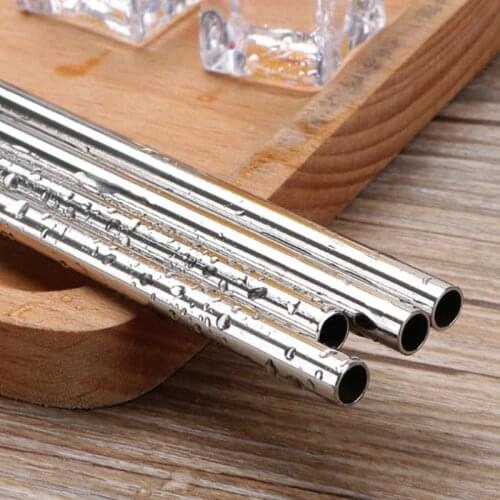 300pcs Durable Stainless Steel Straight Drinking Straw Straws Metal Bar Family kitchen JF