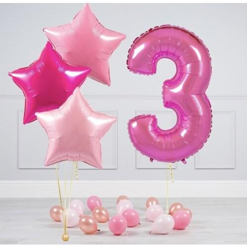 32inch 0-9 Digital Star Shape Foil Balloons Aluminum Rosered Birthday Wedding Party Decor Baby shower Globos Kids Decorations