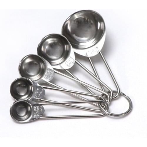 5pcs/ Set Multifunctional 430 Stainless Steel Measuring Spoons Cups Kitchen Tools Double Scale Small Tablespoon 5Sets/Lot