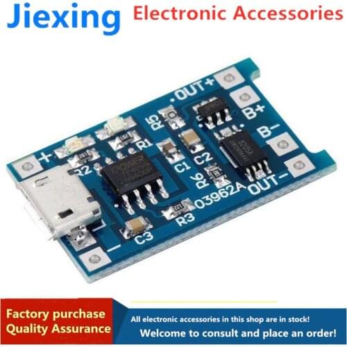 5pcs Micro USB 5V 1A 18650 TP4056 Lithium Battery Charger Module Charging Board With Protection Dual Functions 1A Li-ion