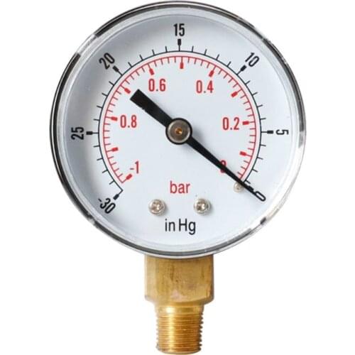 52mm -1/0 Bar -30" Hg 1/8 BSPT Bottom Connection Monitor Vacuum Pressure Gauge