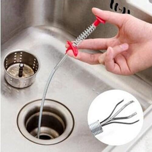 60cm Flexible Sink Claw Pick Up Kitchen Cleaning Tools Pipeline Dredge Sink Hair Brush Cleaner Bend Sink Tool With Spring Grip