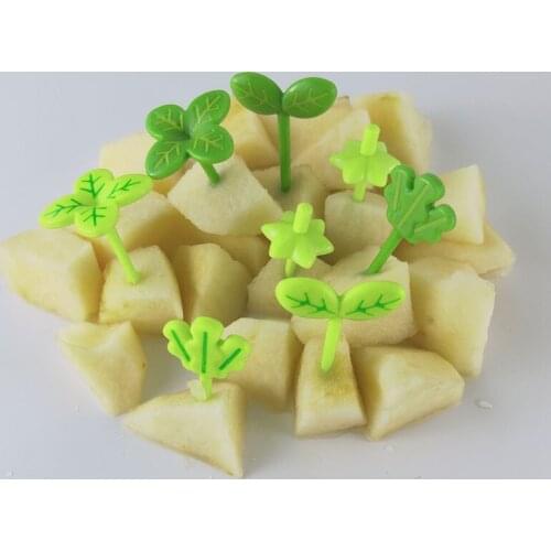 8/10Pcs Kawaii Animal Farm Cartoon Clover Fork Fruit Children Snack Cake Dessert Food Fruit Pick Toothpick Sign Bento Lunches