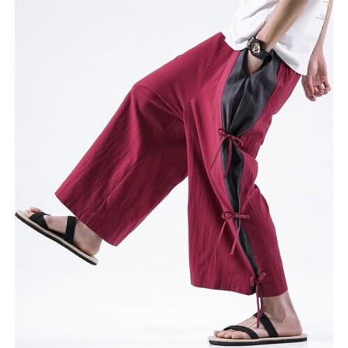 Wide Leg Pants Men Streetwear Baggy Loose Pants Plus size Mens Long Trousers M-7XL 8XL Patchwork Design Pants Black Gray Red