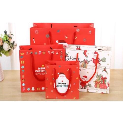 Paper Gift Bags Christmas Gift Bags Fashion Santa Claus Snowman Christmas Kraft Gift Bags Festival Supplies 3 Sizes To Choose