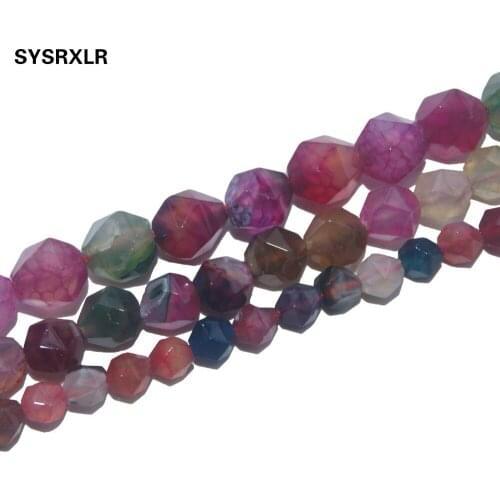 Wholesale Faceted Natural Stone Tourmaline Agates Beads Round Spacer Beads For Jewelry Making Diy Bracelet Necklace 6/8/10 MM
