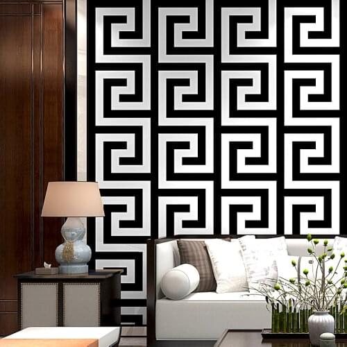 Bacaz Drawbench Black White Geometry Vinyl Wallpaper Rolls for Living Room Shop 3d Grid Wall paper Roll Background Wallcoverings