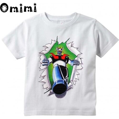 Kids Mazinger Z Cartoon Design T Shirt Boys and Girls Great Casual Short Sleeve Tops Childrens Funny T-Shirt