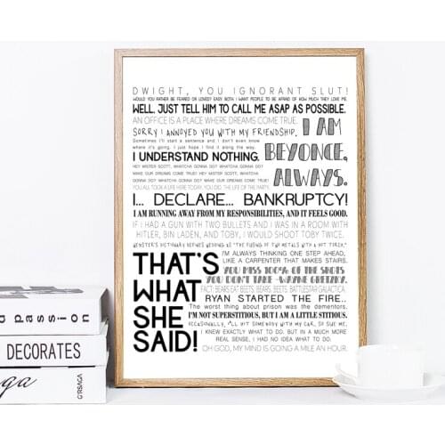 The Office TV Show Prints Thats What She Said The Office Sayings Quotes Poster Dunder Mifflin Canvas Painting Office Wall Decor