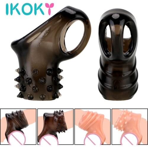 IKOKY Strapon Cock Ring Strap On Penis Ring Time Delay Ejaculation Stretcher Male Chastity Cage Sex Shop Sex Toys for Men