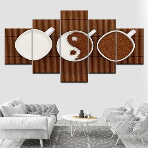 Coffee and mike 5 Piece HD Wallpapers Art Canvas Print modern Poster Modular art painting for living room Home Decor