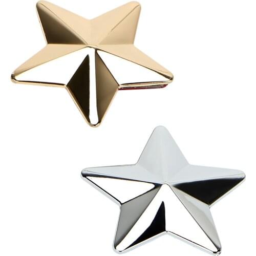 LEEPEE Car-styling 3D Star Car Stickers and Decals Golden/Silver Auto Sticker Metal Badge