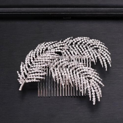 Trendy Rhinestone Crystal Bridal Hair Combs Wedding Hair Accessories Headpiece Hair ornaments Bride Women Hair Jewelry