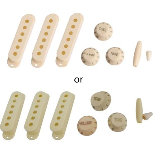 OOTDTY 8pcs SSS Pickup Cover Volume Tone Knob Switch Tip Set For Electric Guitar ST Cream