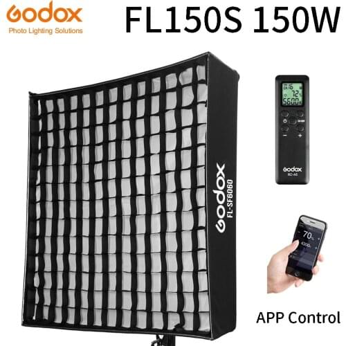 Godox FL150S 150W Portable LED Video Light Rollable Cloth Lamp with Honeycomb Grid Softbox + Remote Control for Studio Shooting