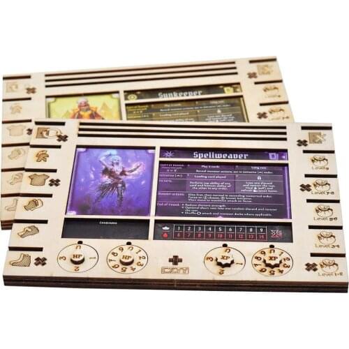 Gloomhaven/Frosthaven Player Character Dashboard with HP & XP Dial Trackers Set of 2 Birch for Saving Your Table Space